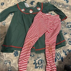 Festive Green and Red Embroidered Christmas  Set